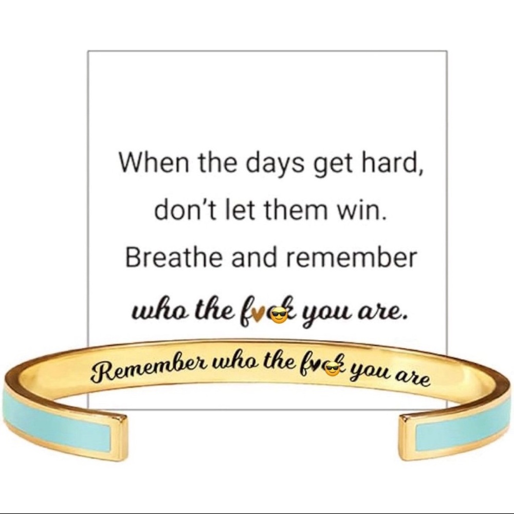 Gold and Teal Inspirational Cuff Bracelet